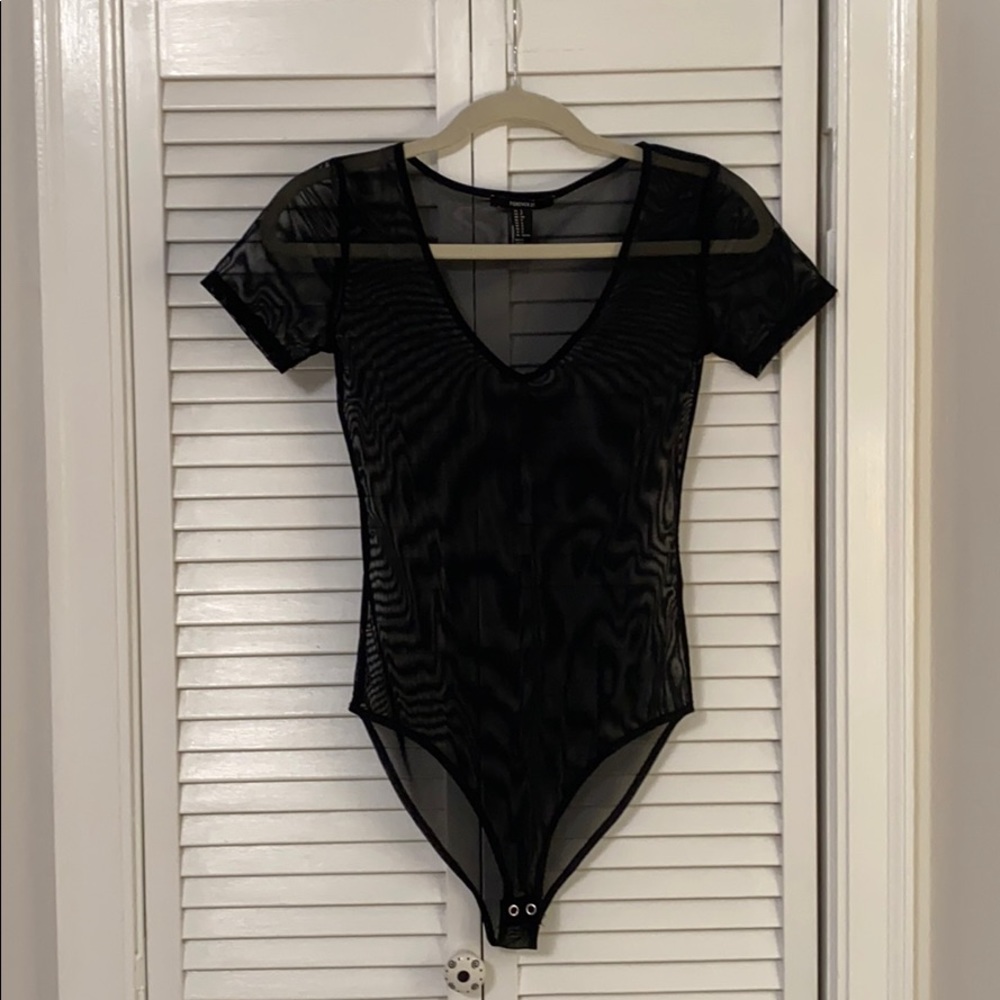 Sheer black bodysuit